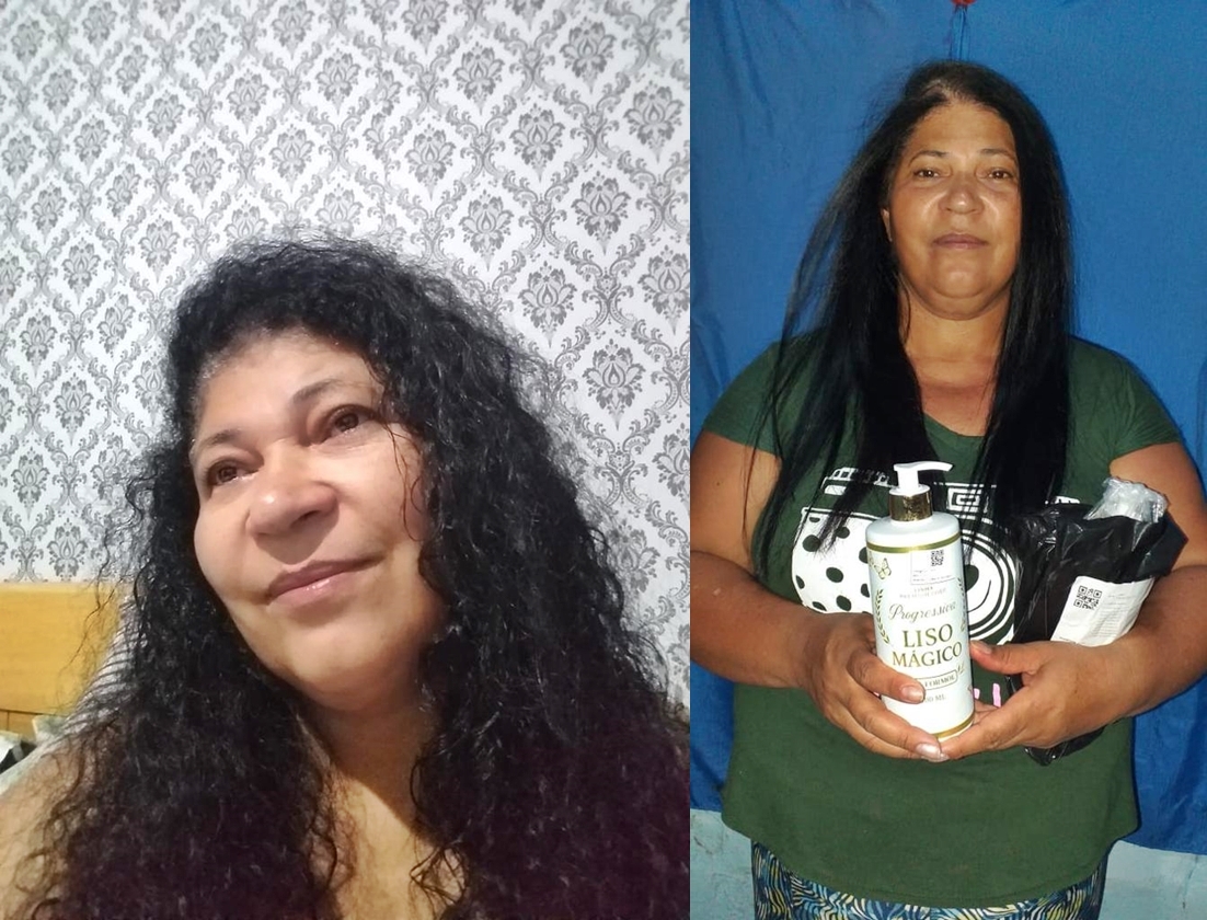 Antes e depois com Liso Mágico 1